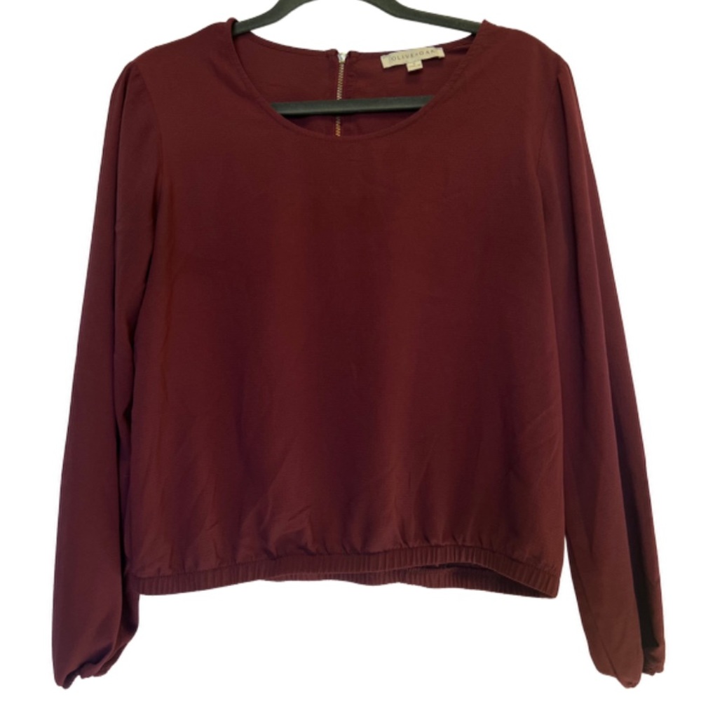 Olive & Oak Women’s maroon Size L zip back blouse